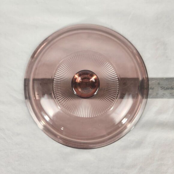 Pyrex Lid V 1 5 C Glass Lid 7" Rose Cranberry Pink Replacement VTG - Picture 5 of 5